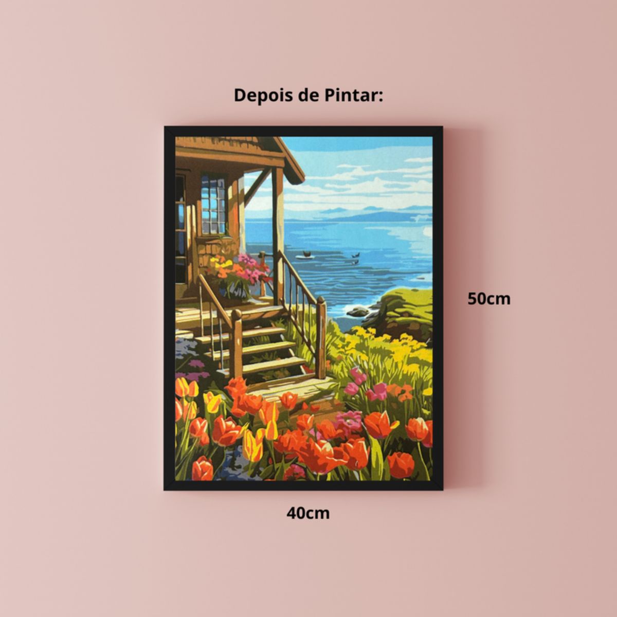 Kit Pintura Numerada em Tela - Wooden House - 40x50cm