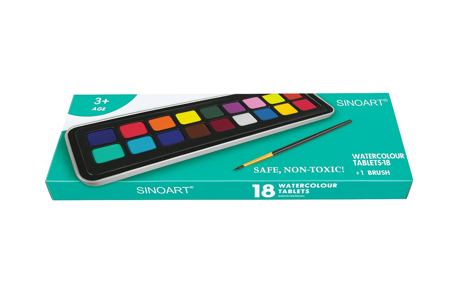 Tinta Aquarela em Pastilha com 18 Cores - Sinoart