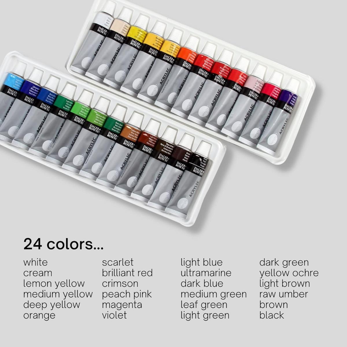 Tinta Acrílica Daler & Rowney Simply - Kit com 24 Cores