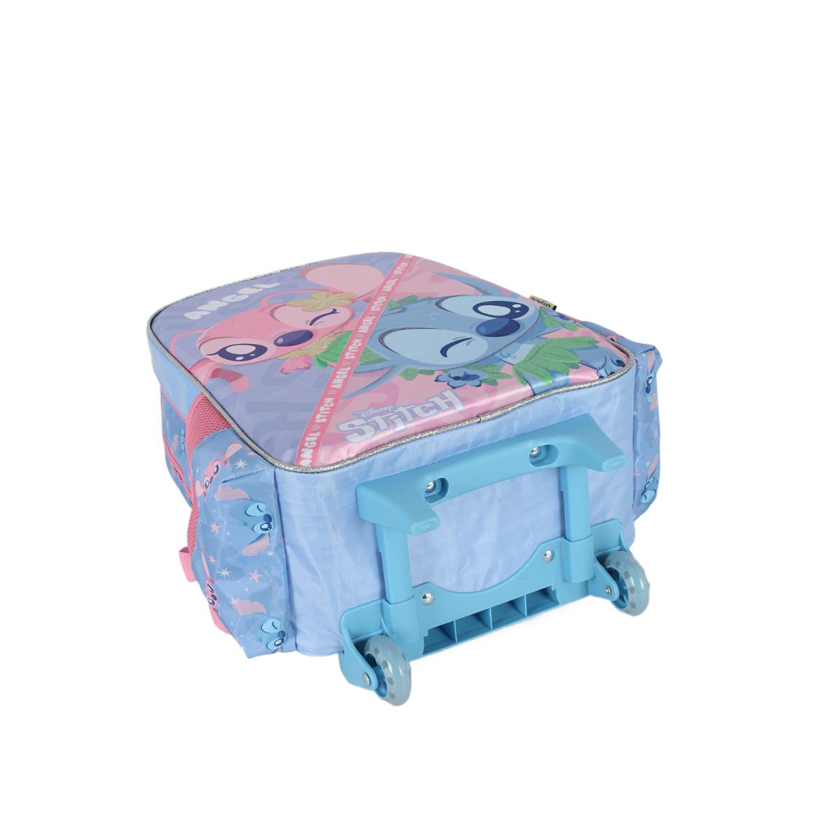 Mochila com Rodas Stitch e Angel - Rosa