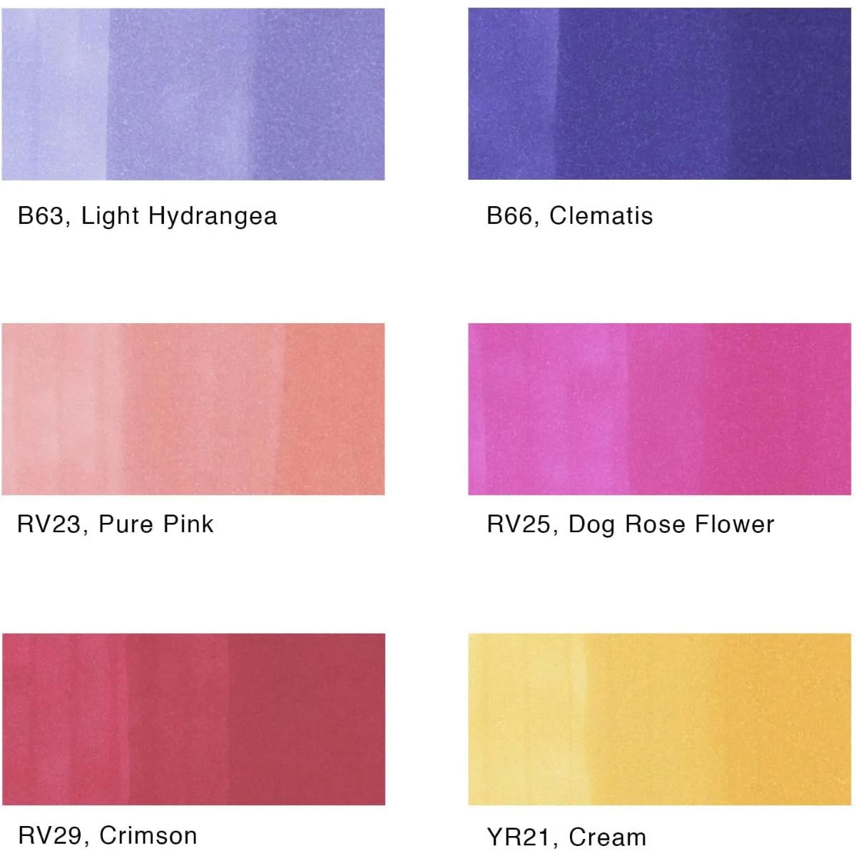 Copic Sketch Floral Fav II - Kit com 6 Cores Florais
