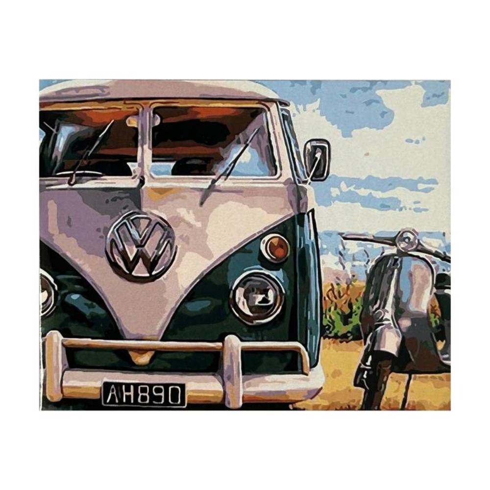 Kit Pintura Numerada em Tela - Kombi - 40x50cm