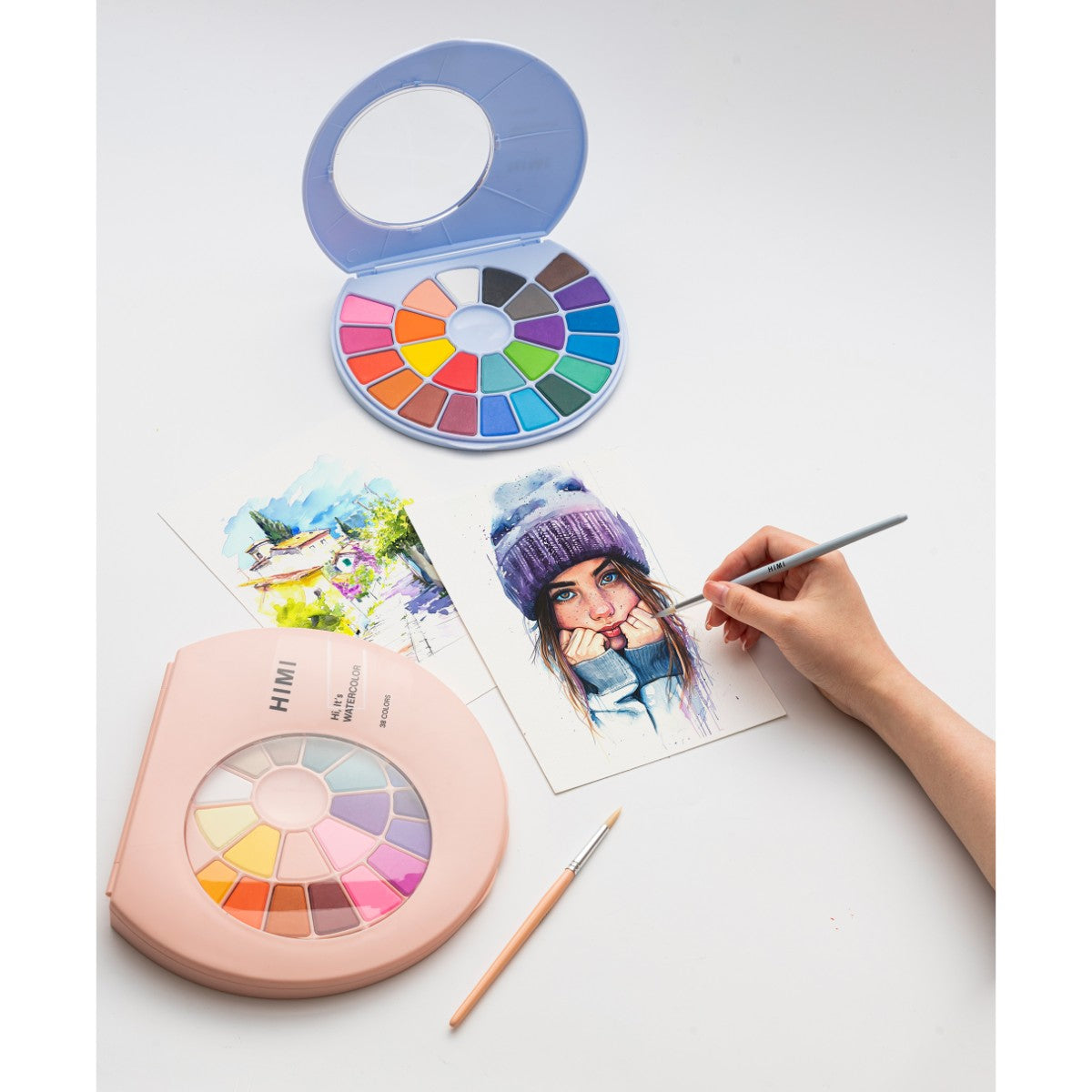 Tinta Aquarela HIMI 38 Cores Sólida com Pincel