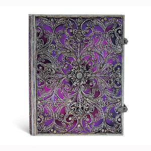 Caderno Paperblanks Ultra - Silver Filigree Aubergine - Pautado