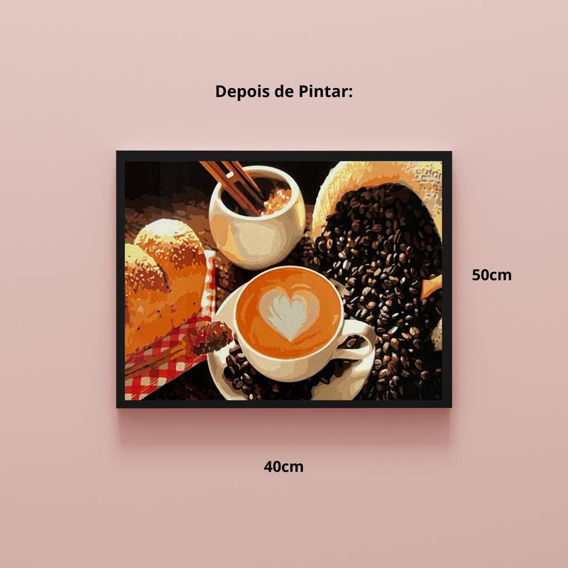 Kit Pintura Numerada em Tela - Café da Tarde - 40x50cm