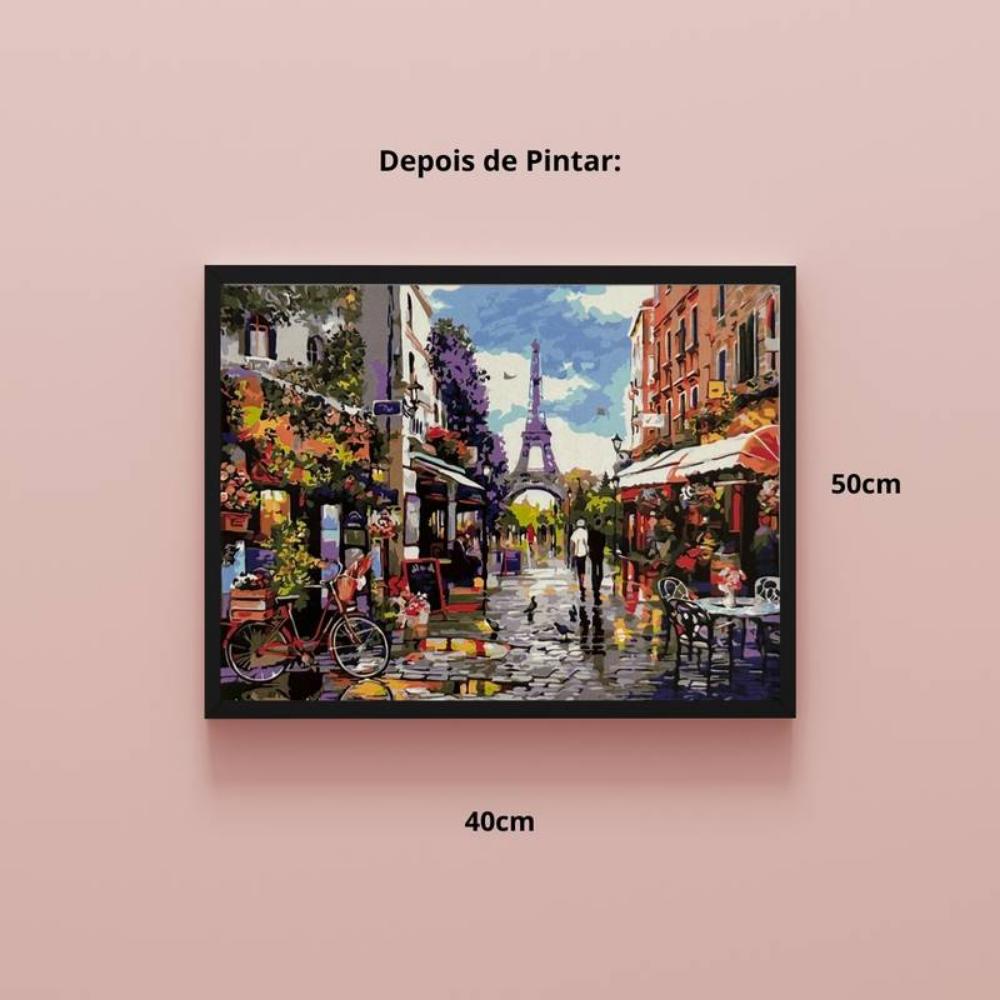 Kit Pintura Numerada em Tela - Tarde em Paris - 40x50cm