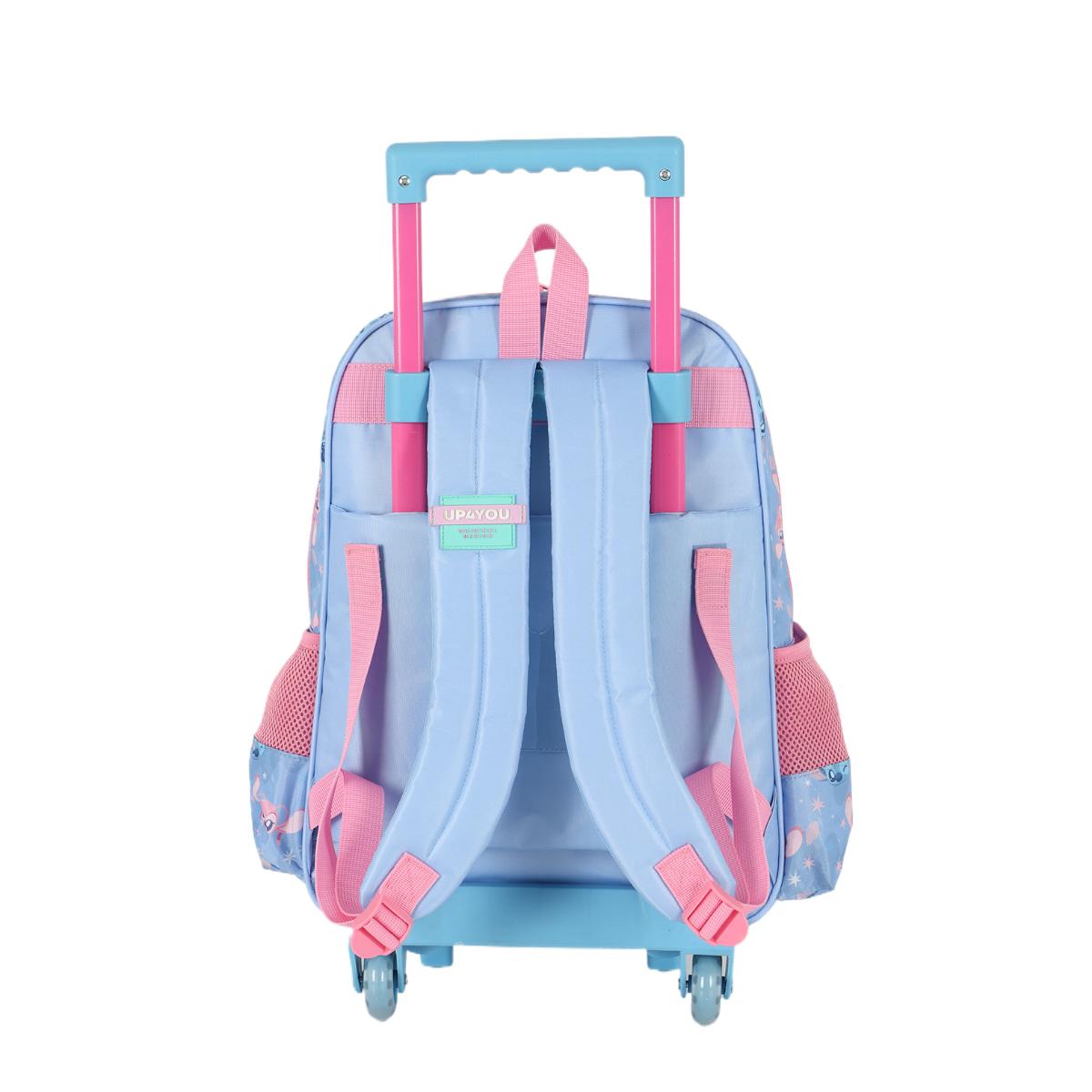 Mochila com Rodas Stitch e Angel - Rosa
