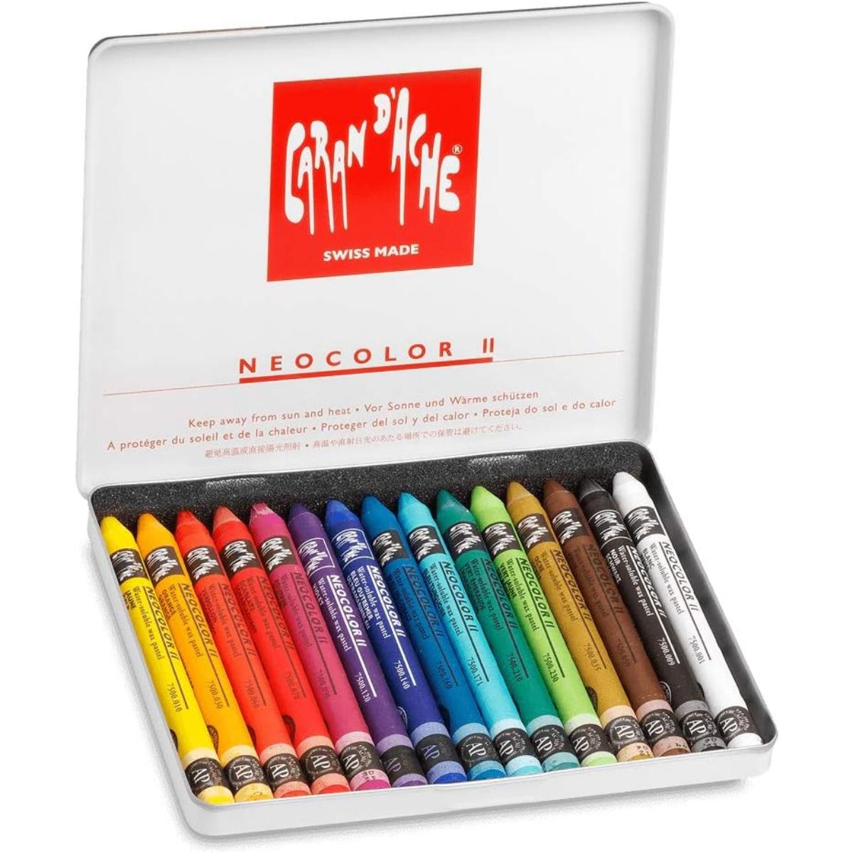 Giz Pastel Aquarelável Neocolor II - Caran D´Ache - Estojo com 15 Cores