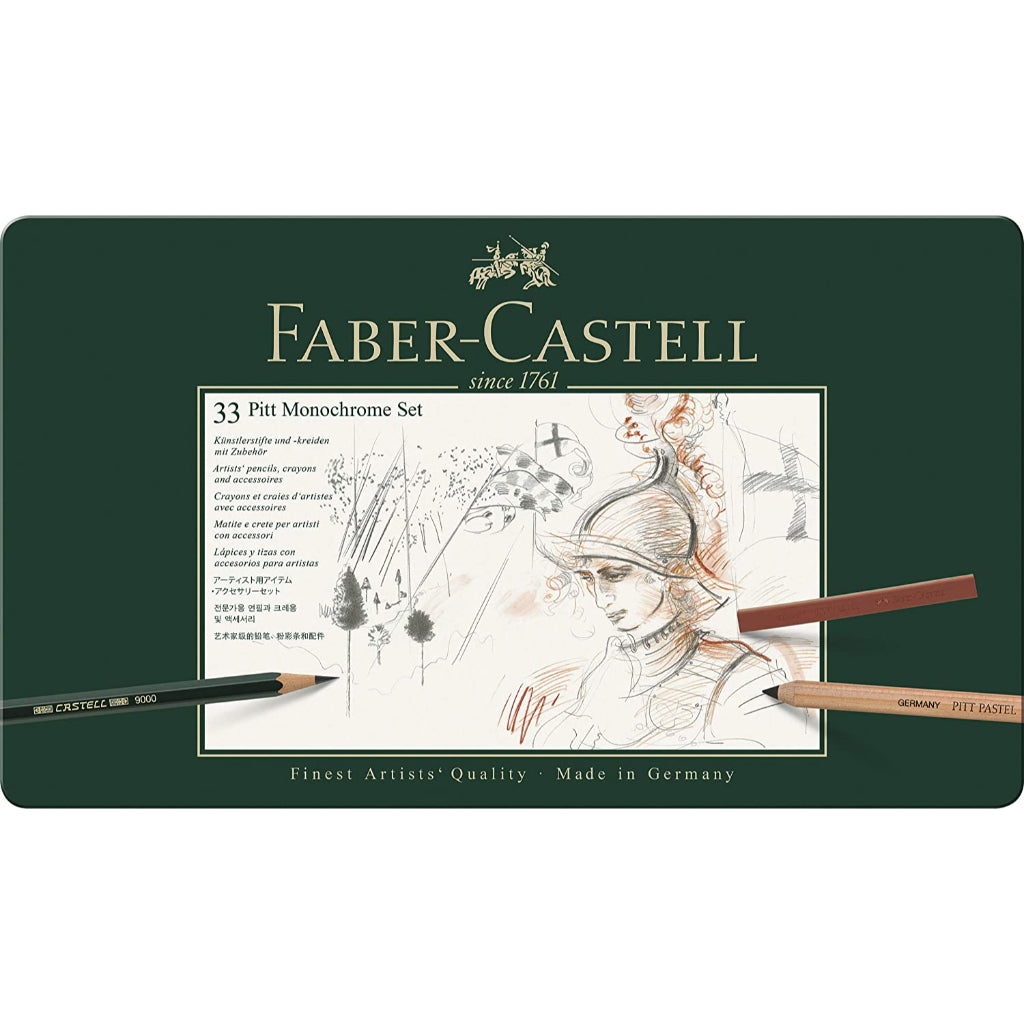 Lápis de Esboço Faber Castell Pitt Monochrome - Kit 33 Peças