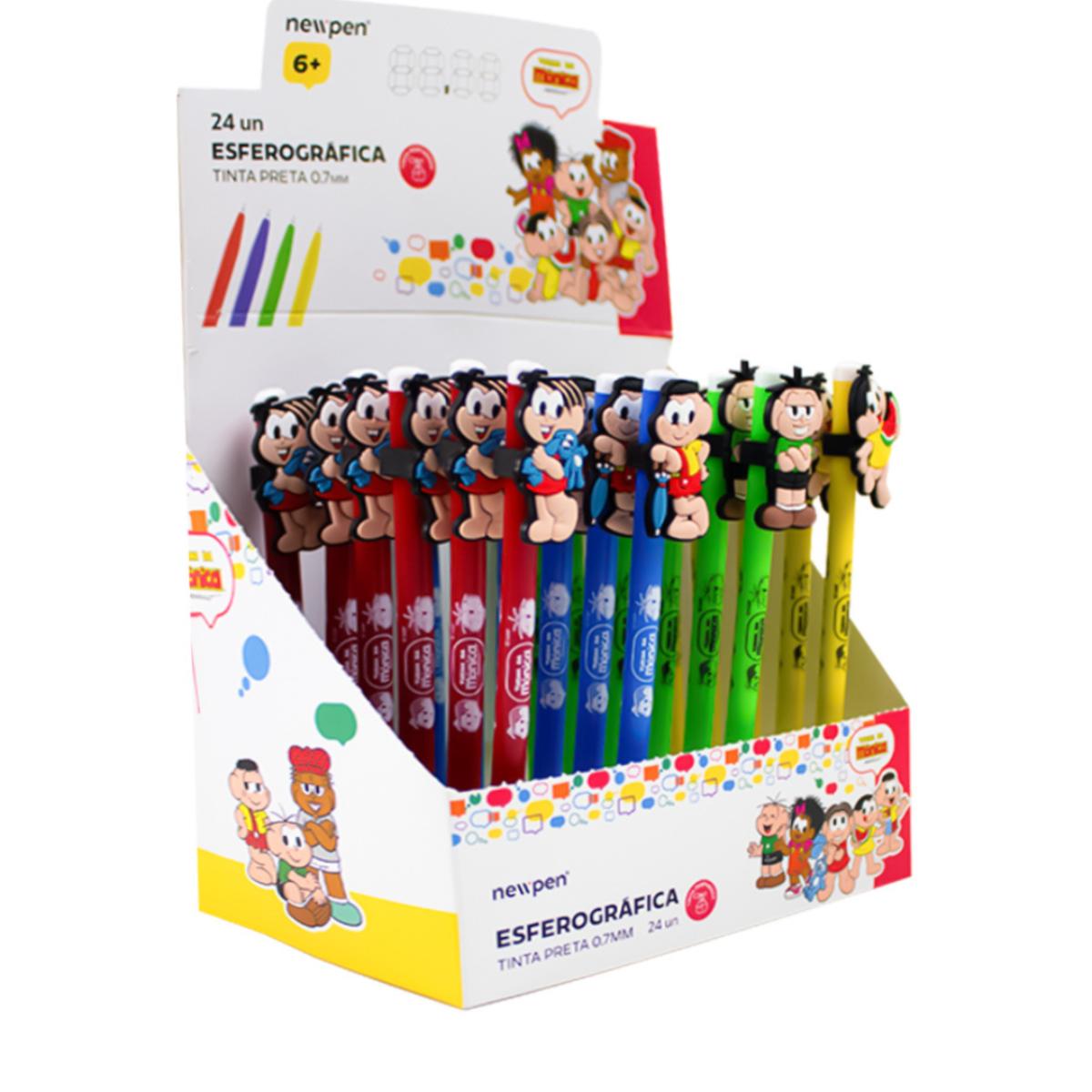 Kit Caneta Esferográfica Fann Pen Turma da Mônica - 24 Unidades