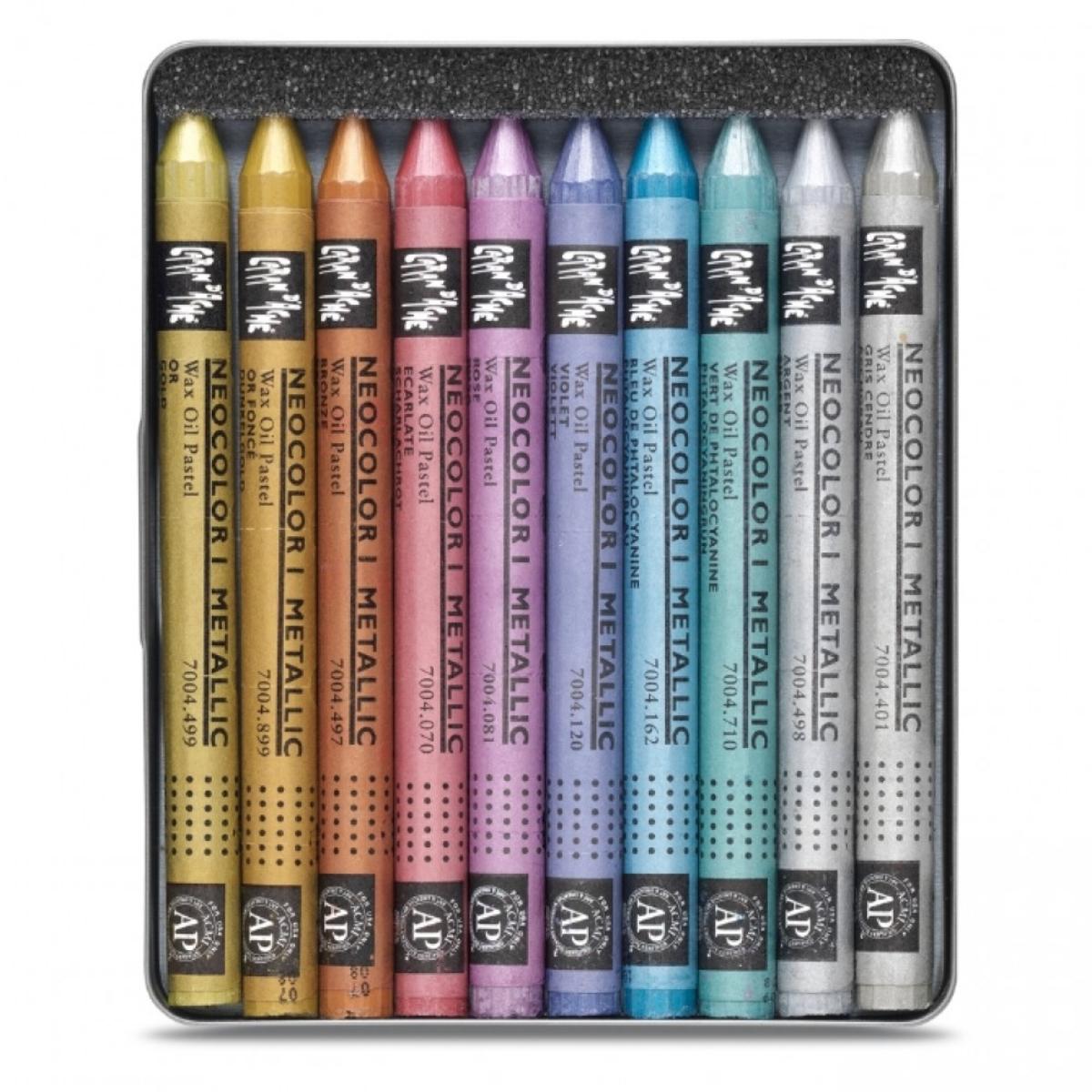 Giz Pastel Oleoso Neocolor I - Caran D´Ache - 10 Cores Metálicas