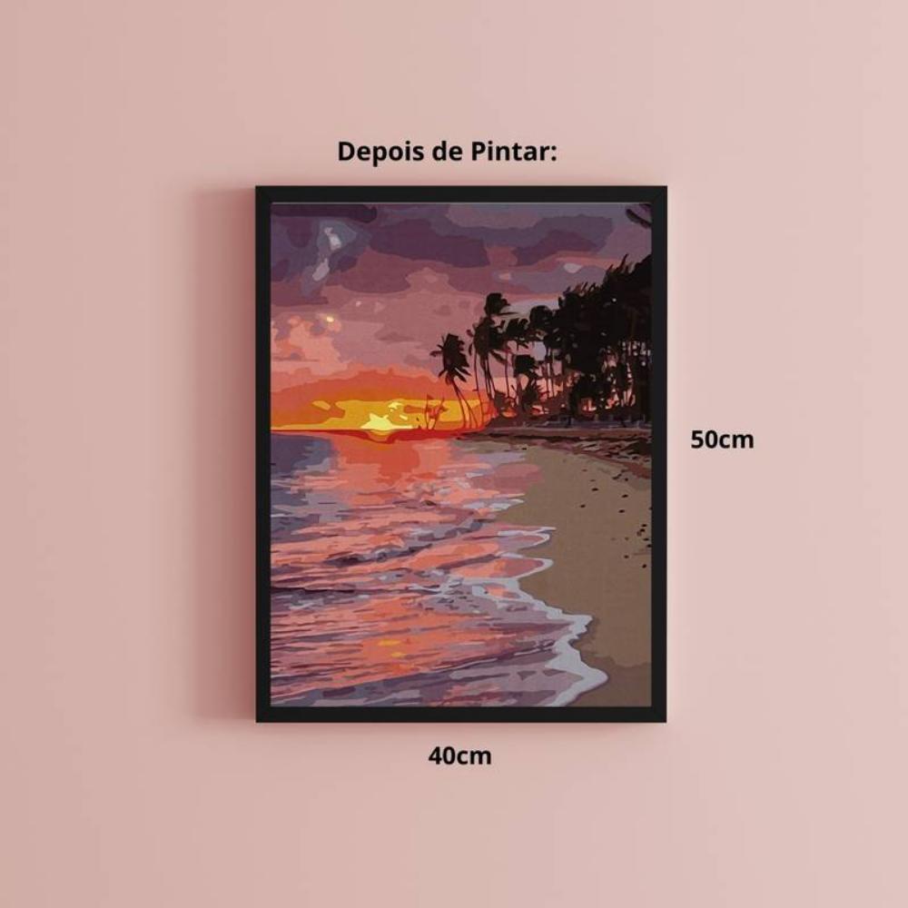 Kit Pintura Numerada em Tela - Por do Sol - 40x50cm