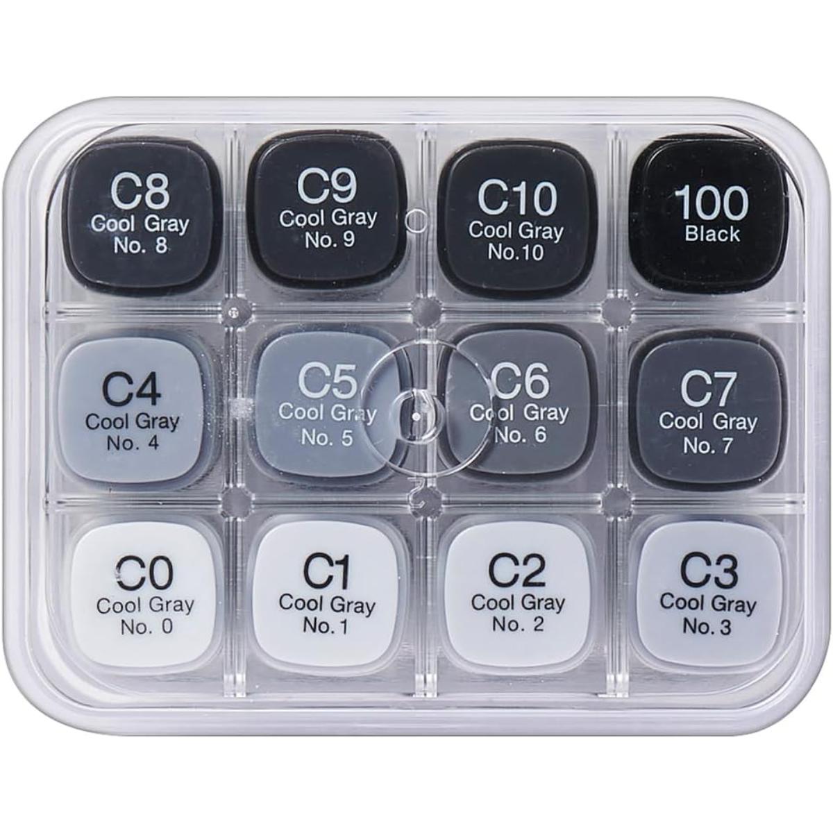 Copic Classic - Estojo com 12 Tons de Cinza - Cool Grey