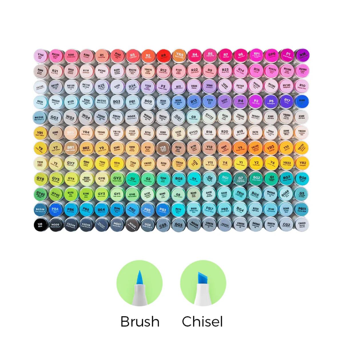 Marcador Ohuhu 216 Cores + 1 - Honolulu - Ponta Brush e Chanfrada