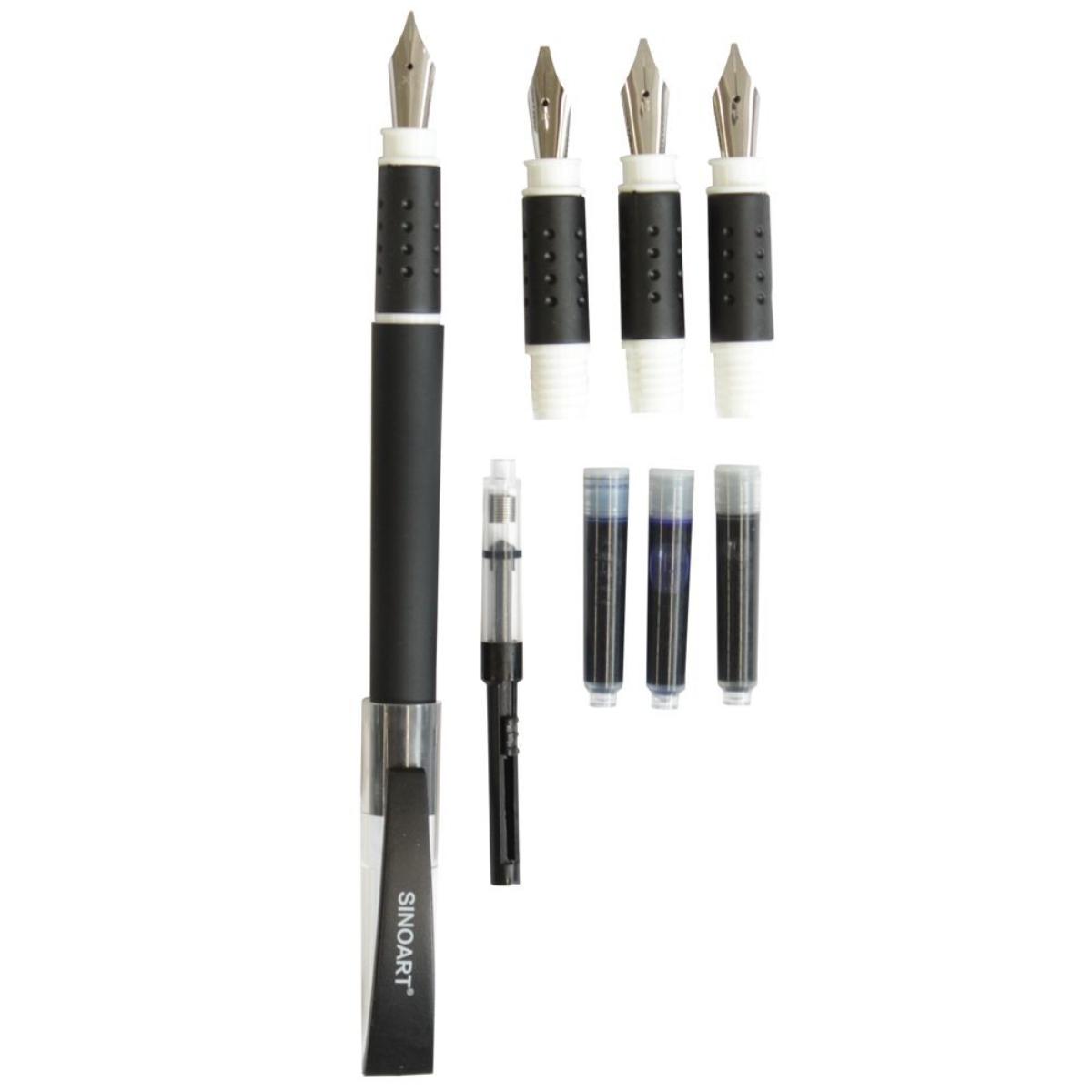Kit Caneta para Caligrafia Sinoart - 4 Penas + 3 Cartuchos + Conversor