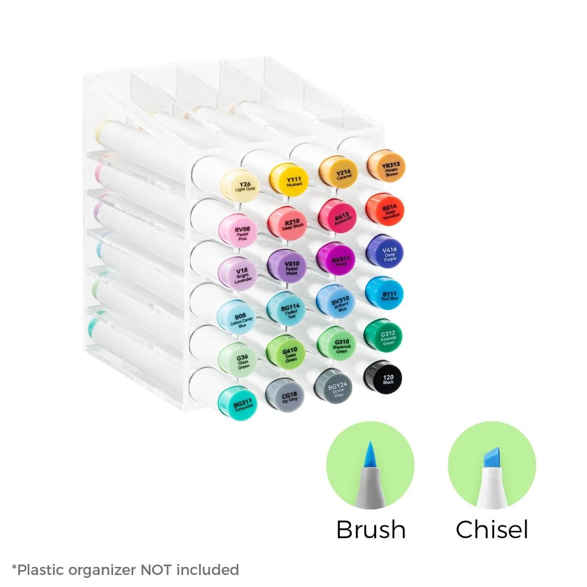 Marcador Ohuhu 24 Cores Básicas - Honolulu - Ponta Brush e Chanfrada
