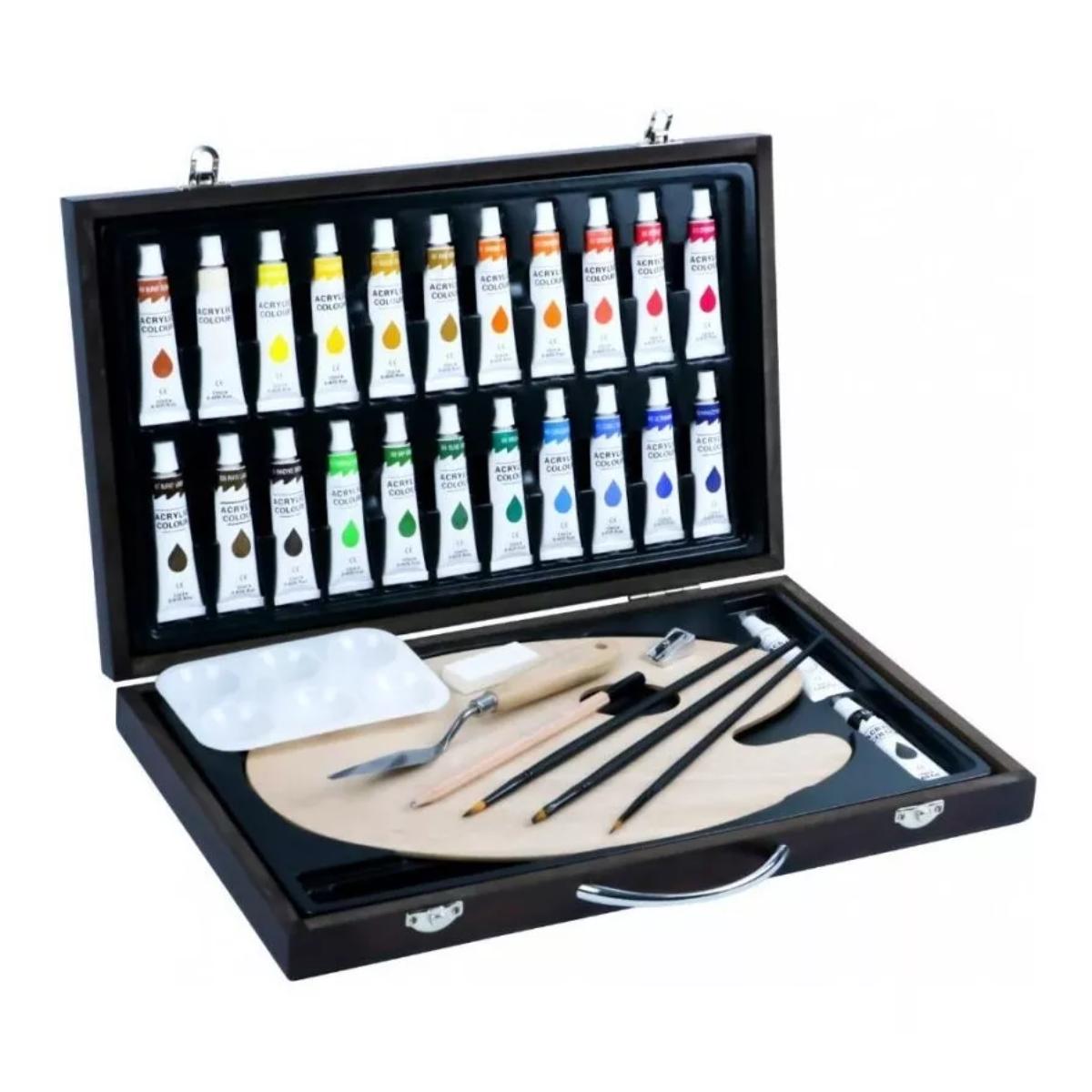 Estojo de Tinta Acrílica Sinoart - 34 Peças