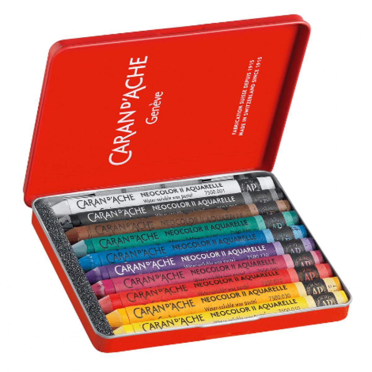 Giz Pastel Aquarelável Neocolor II - Caran D´Ache - 10 Cores