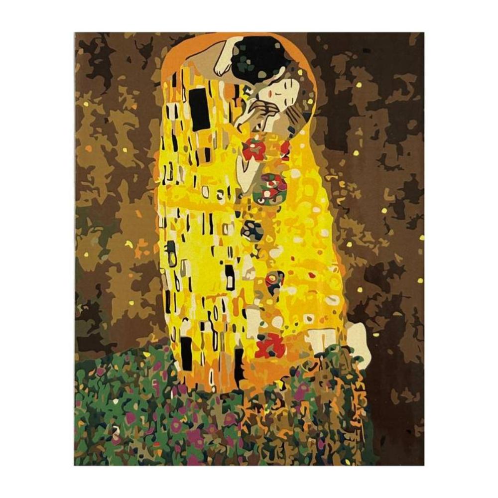 Kit Pintura Numerada em Tela - Gustav Klimt - O Beijo - 40x50cm