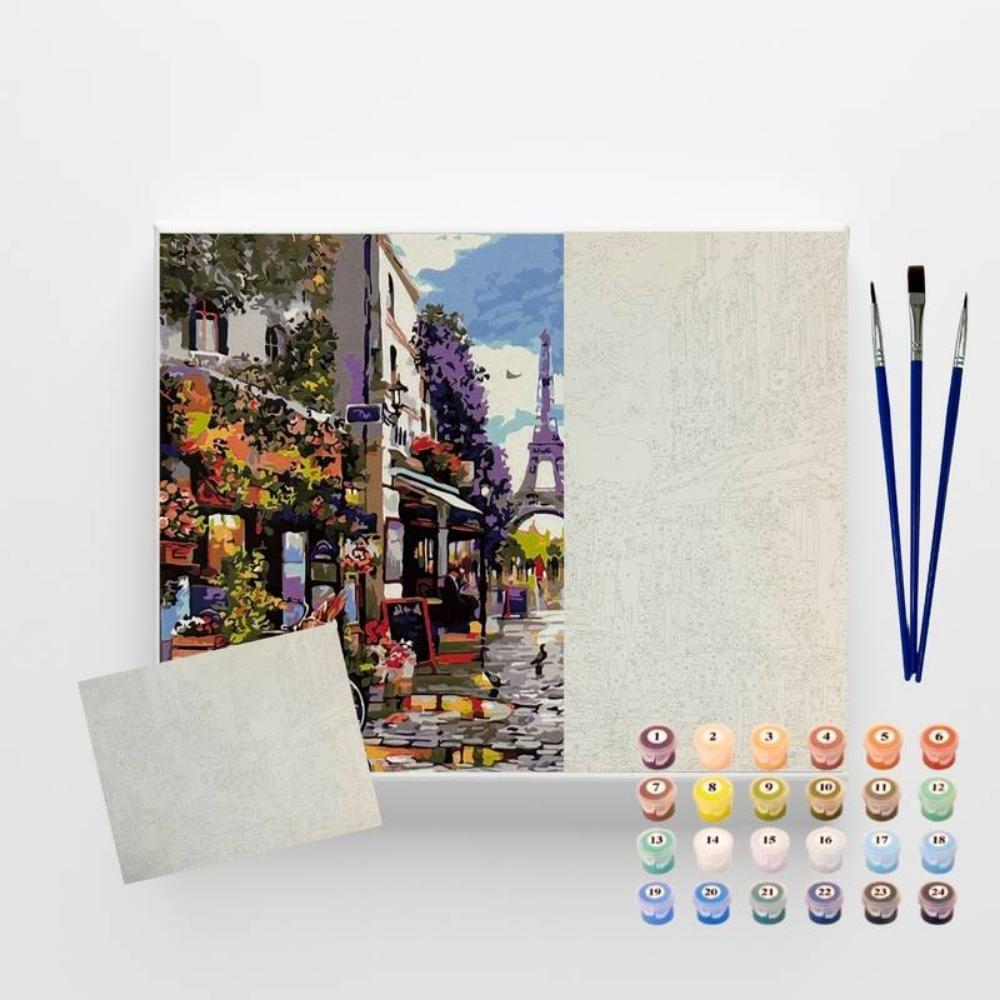 Kit Pintura Numerada em Tela - Tarde em Paris - 40x50cm