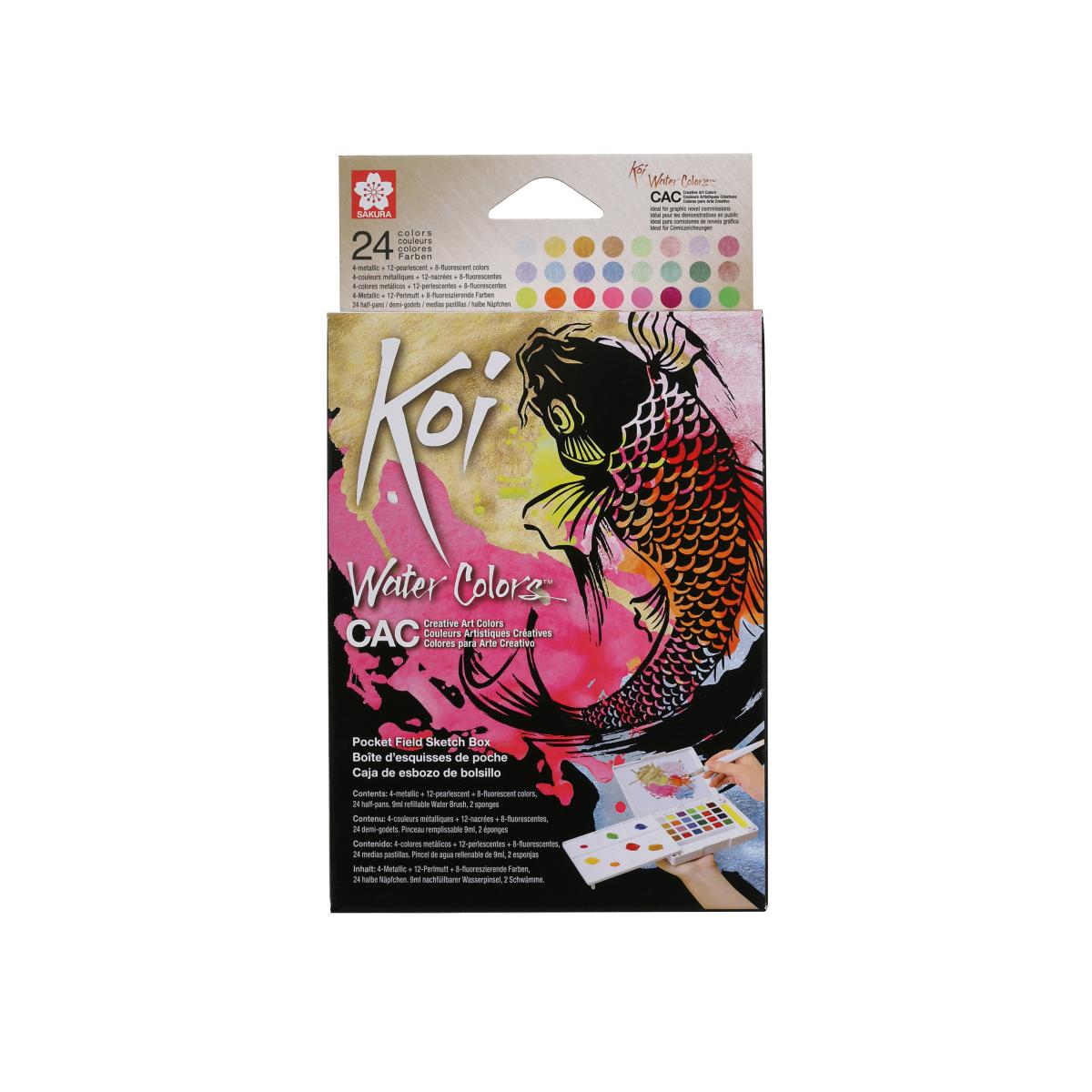 Aquarela Sakura Koi Water Colors CAC - 24 Cores - Fluorescentes, Metálicas e Perolizadas