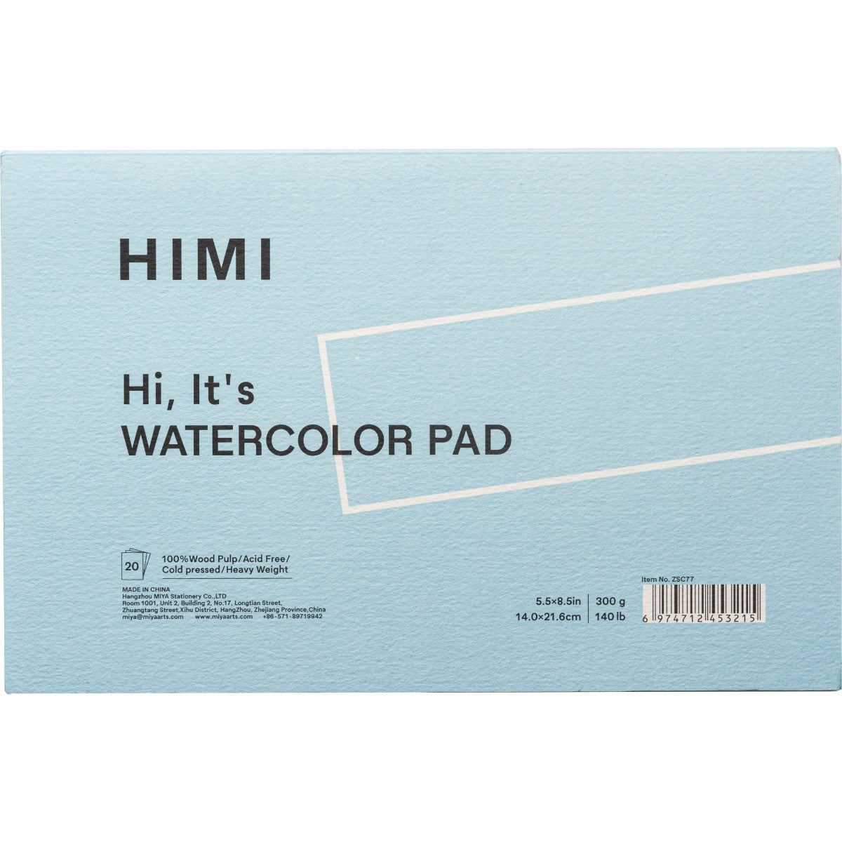 Bloco de Papel Aquarela HIMI 20 Folhas 14x21,6cm – Capa Azul