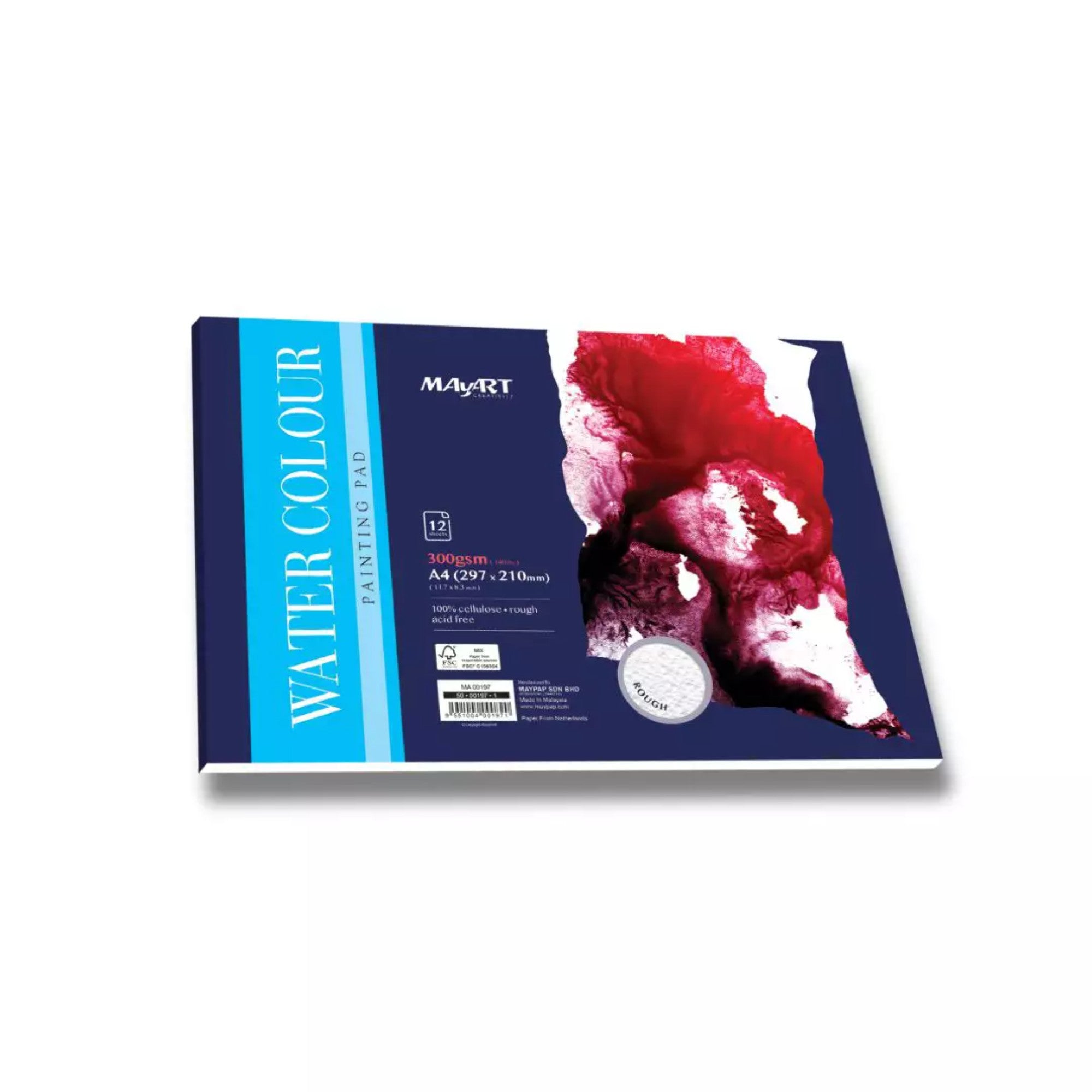 Bloco Aquarela MayArt A4 - 300g/m² 12 folhas - Celulose - Rough
