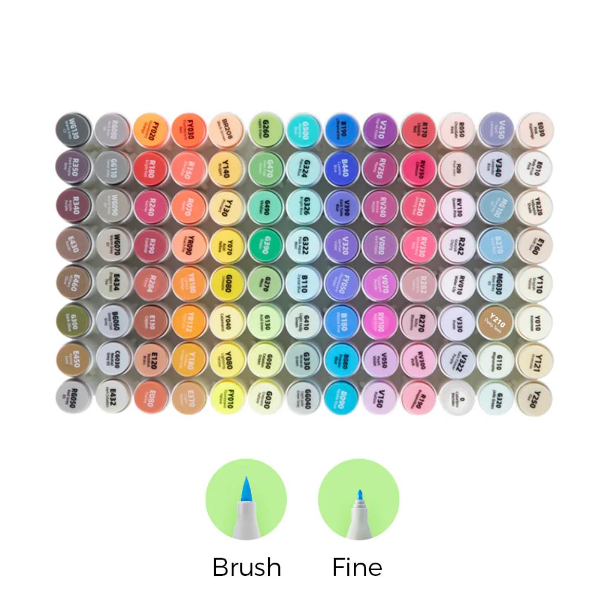 Marcador Ohuhu 104 Cores + 1 - Honolulu B - Ponta Brush e Fina