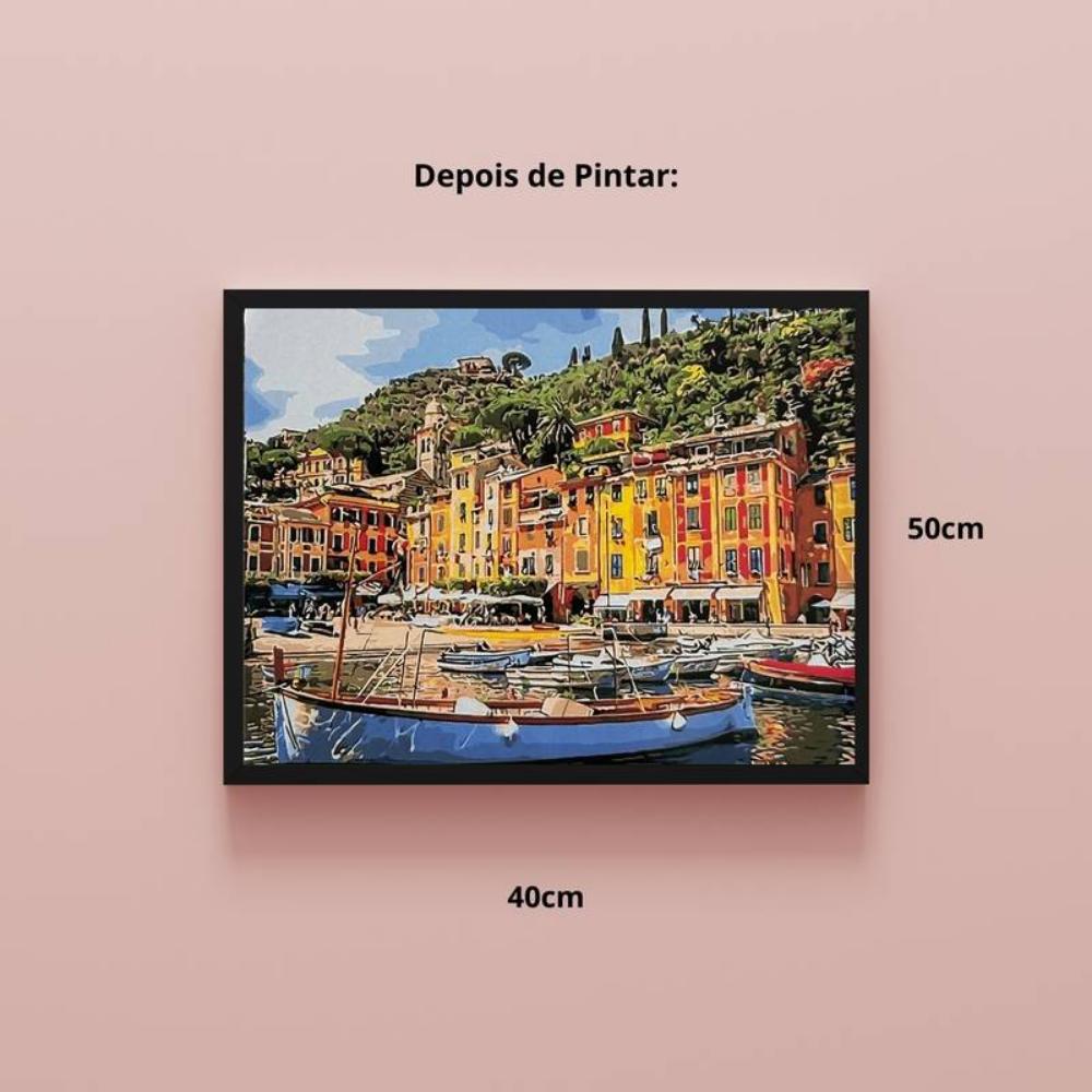 Kit Pintura Numerada em Tela - Barco na Italia - 40x50cm