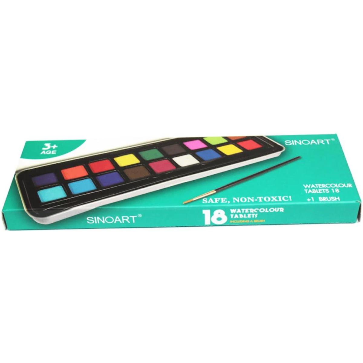 Tinta Aquarela em Pastilha com 18 Cores - Sinoart