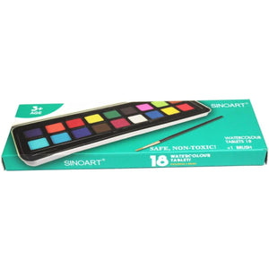 Tinta Aquarela em Pastilha com 18 Cores - Sinoart