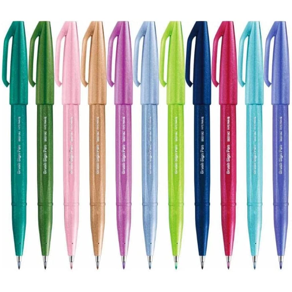 Brush Sign Pen Pentel - Estojo com 12 Tons Pastel
