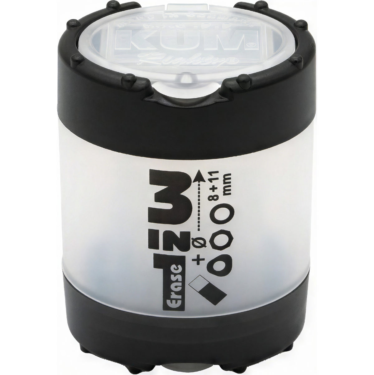 Apontador KUM 3 em 1 - Com Borracha - Black Livraria Skilo