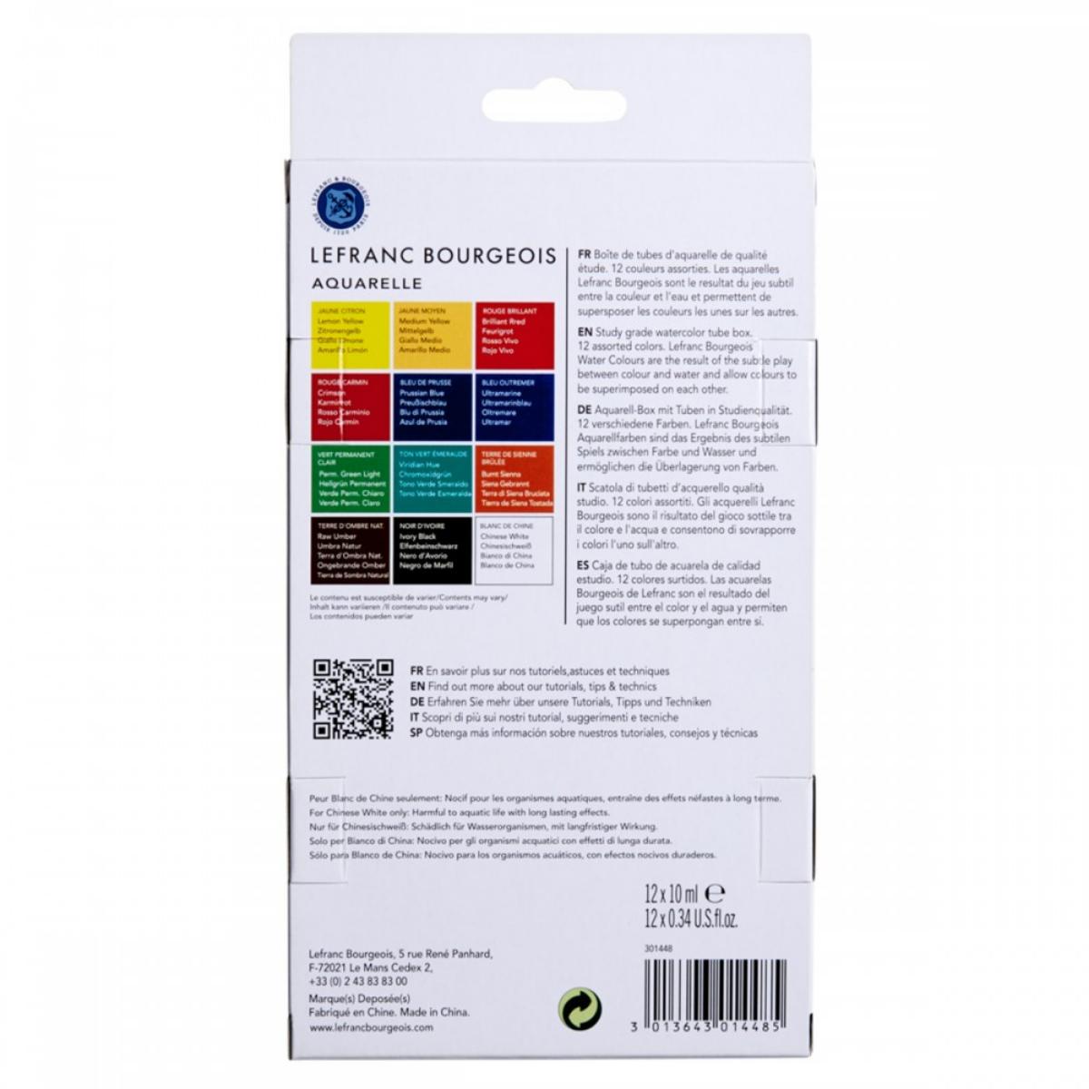 Aquarela em Bisnaga Lefranc & Burgeois Studio - 12 Cores Lefranc & Burgeois