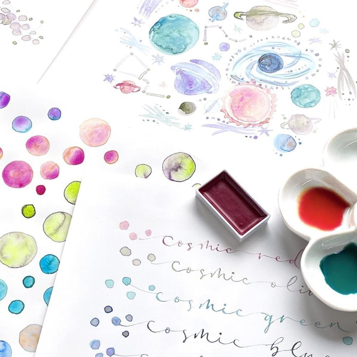 Aquarela Kuretake Gansai Tambi - 5 Cores Granulosas - MC20GN2/5V Kuretake