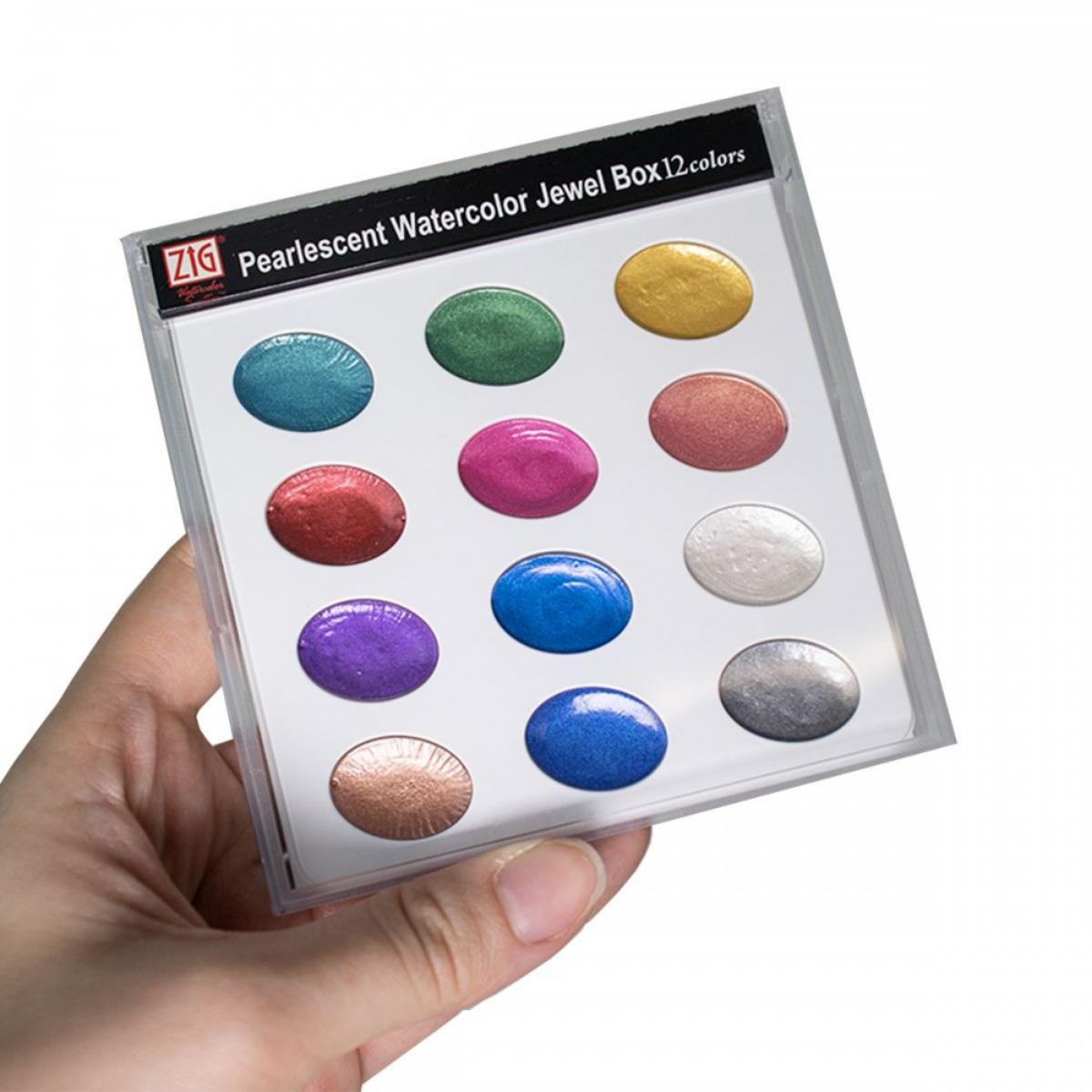 Aquarela Kuretake Pearlescent Jewel - 12 Cores Peroladas Kuretake