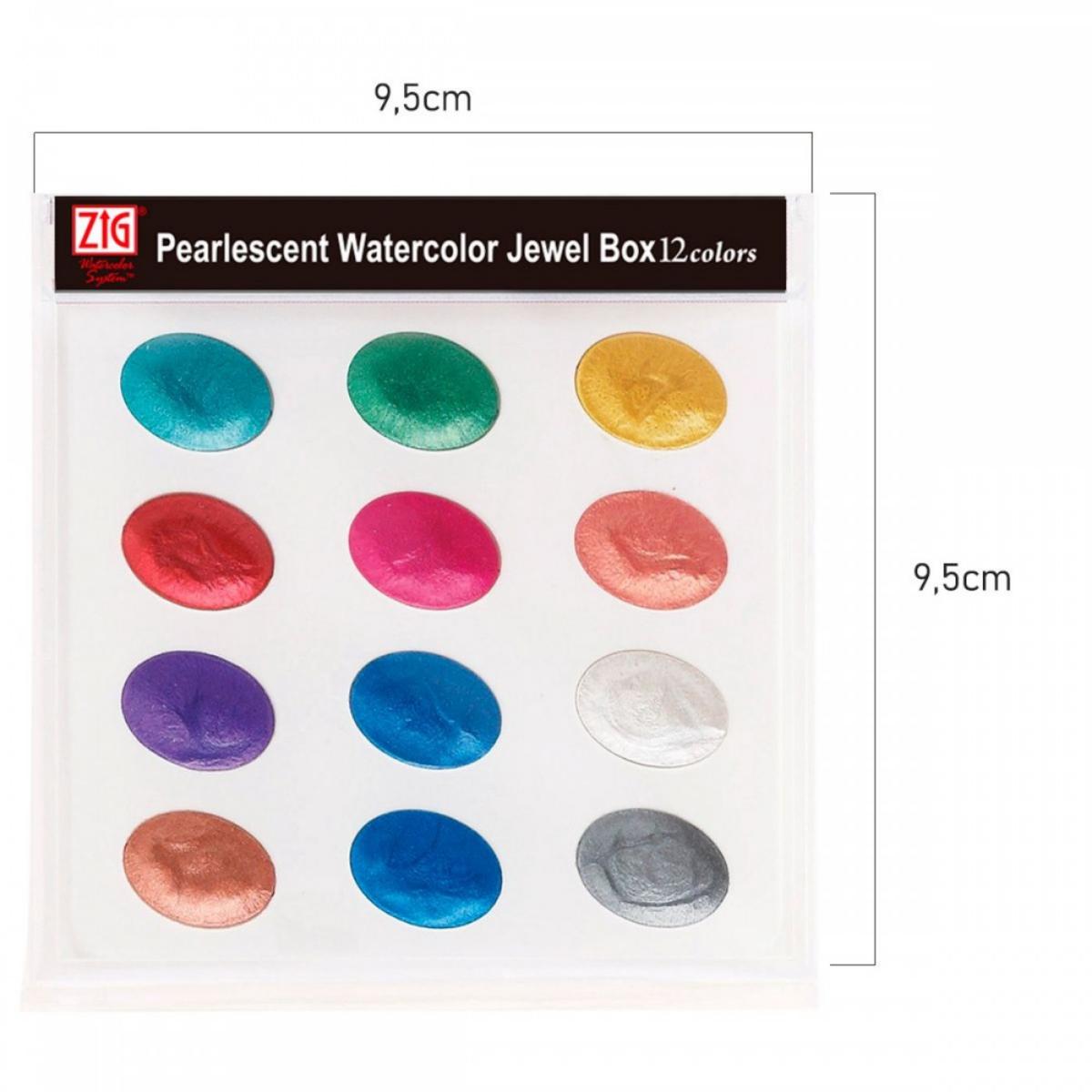 Aquarela Kuretake Pearlescent Jewel - 12 Cores Peroladas Kuretake