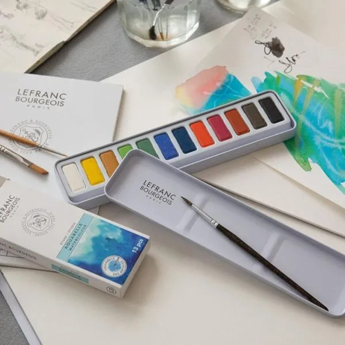 Aquarela Lefranc & Bourgeois - 12 Cores - Pastilha Lefranc & Burgeois