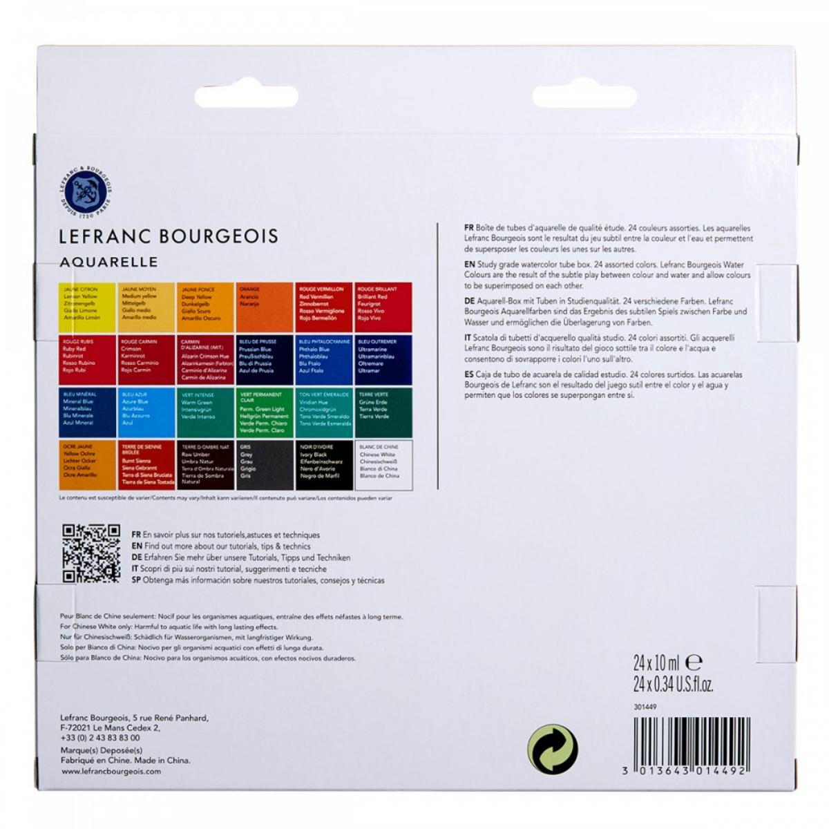 Aquarela Lefranc & Burgeois Studio - 24 Cores - 10ml Lefranc & Burgeois