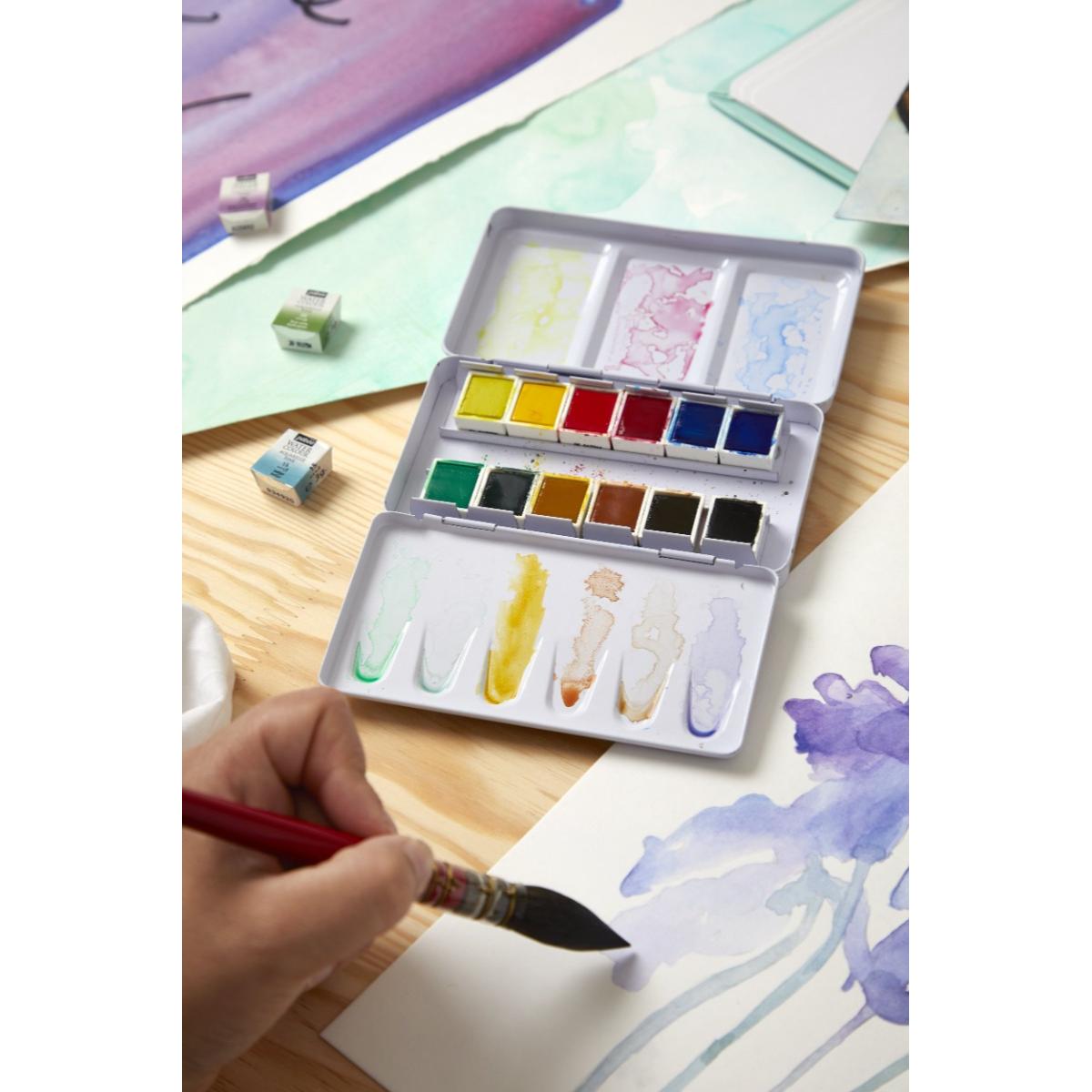 Aquarela Pebeo Pocket - Estojo de Metal com 12 Half Pans Pebeo