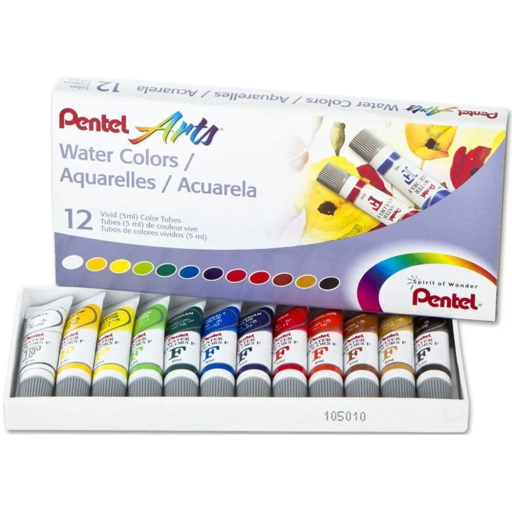 Aquarela Pentel Bisnaga - 12 Cores à Base de Água Pentel