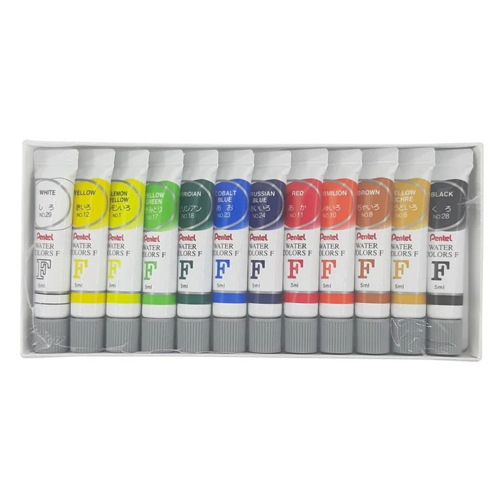 Aquarela Pentel Bisnaga - 12 Cores à Base de Água Pentel