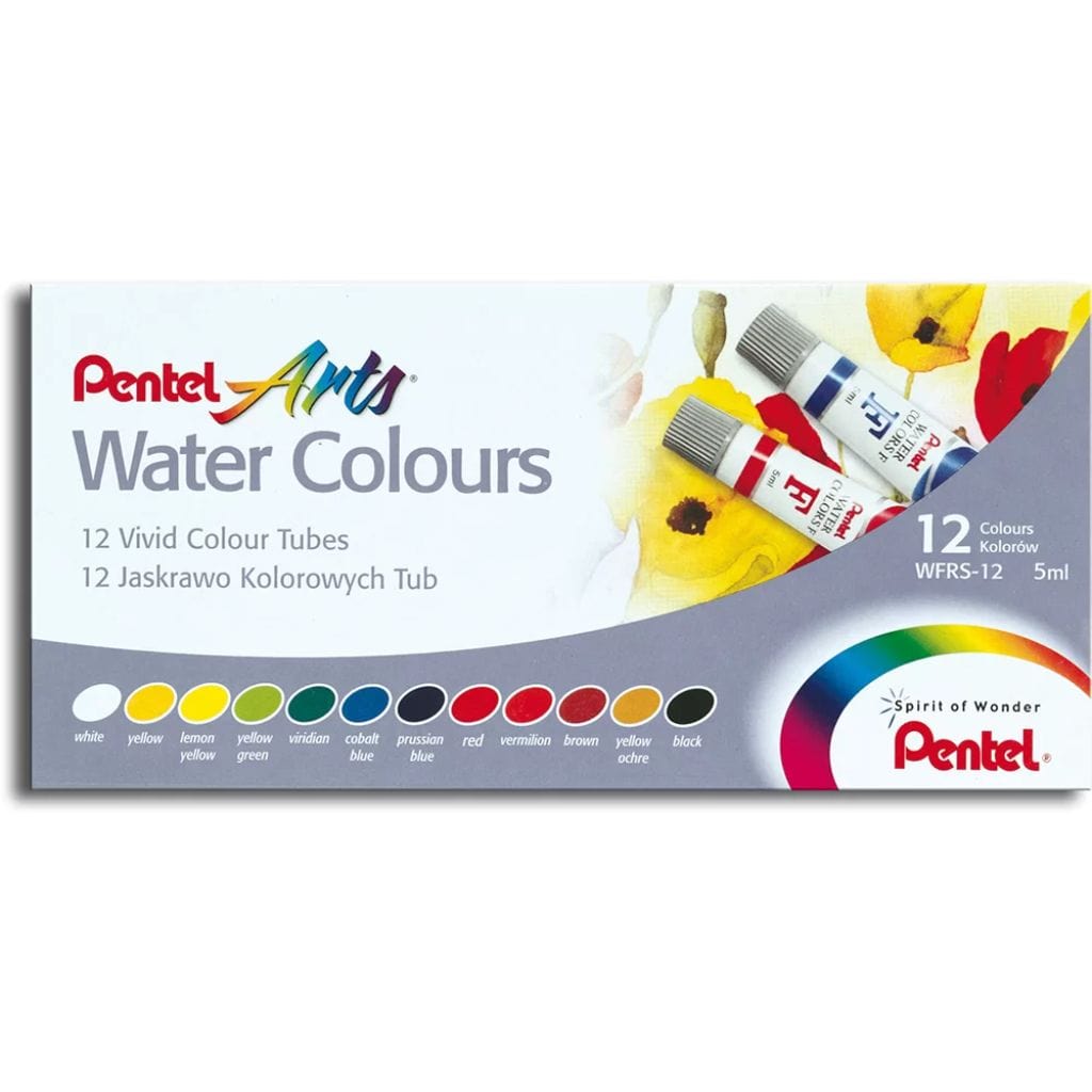 Aquarela Pentel Bisnaga - 12 Cores à Base de Água Pentel