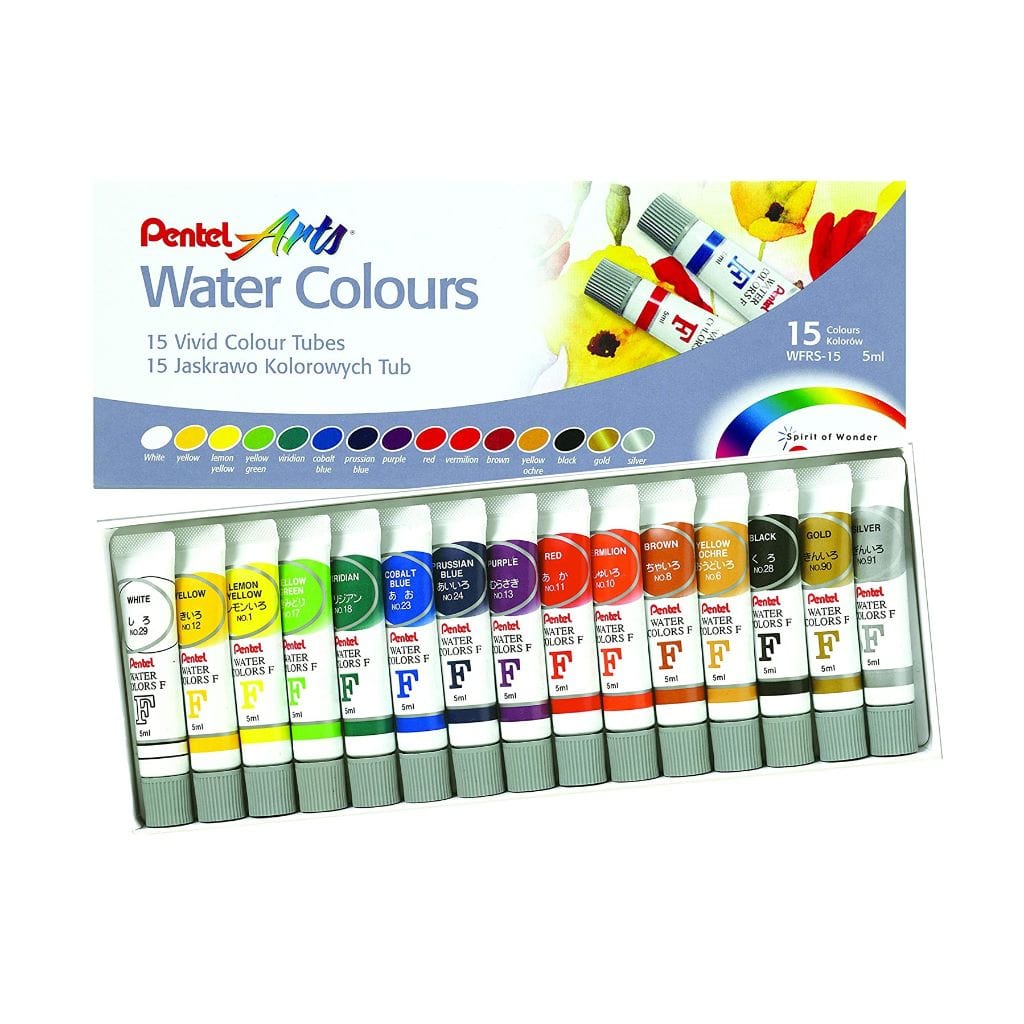 Aquarela Pentel Bisnaga - 15 Cores à Base de Água Pentel