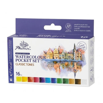 Aquarela Pocket em Pastilha - 12 Cores - Phoenix - Classic Tones Phoenix