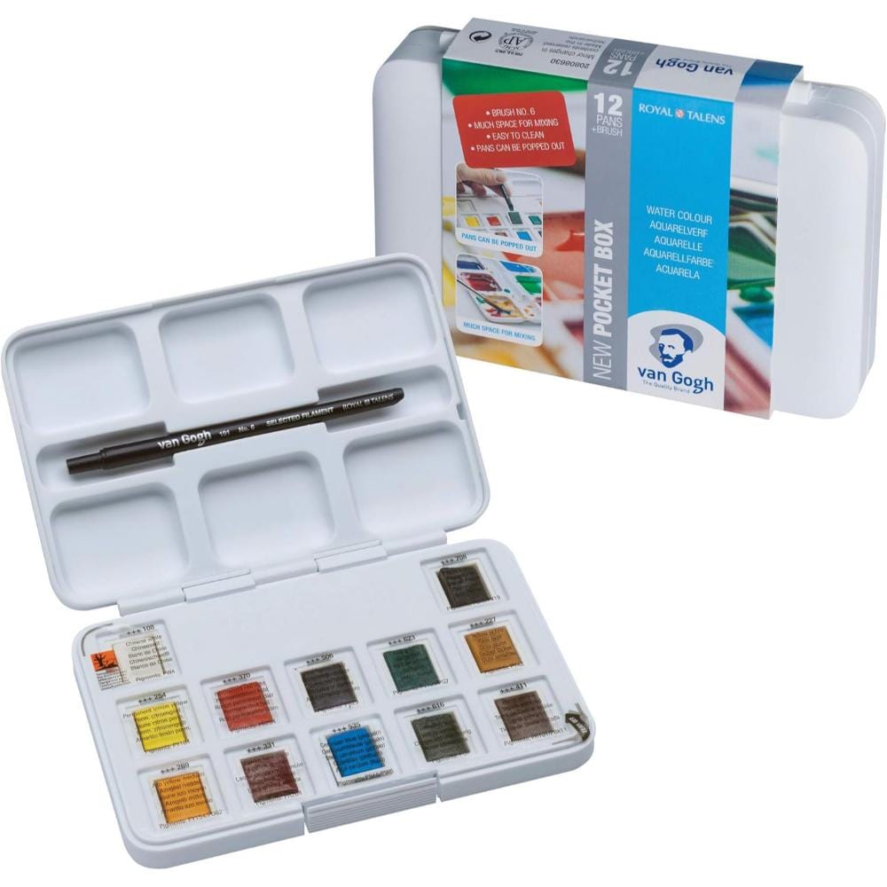 Aquarela Van Gogh 12 Cores - Pastilha - Pocket Box Talens