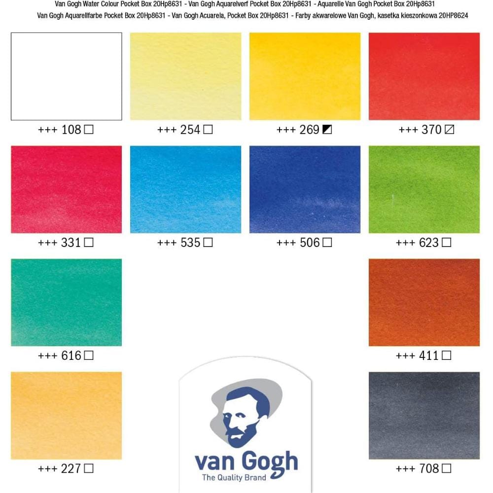 Aquarela Van Gogh 12 Cores - Pastilha - Pocket Box Talens