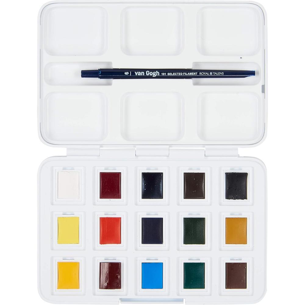 Aquarela Van Gogh 15 Cores - Pastilha - Pocket Box Talens