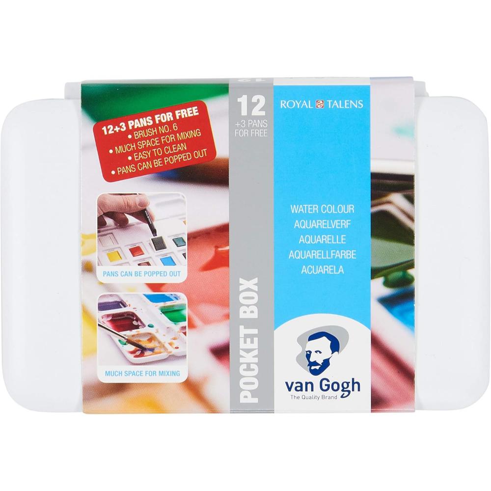 Aquarela Van Gogh 15 Cores - Pastilha - Pocket Box Talens