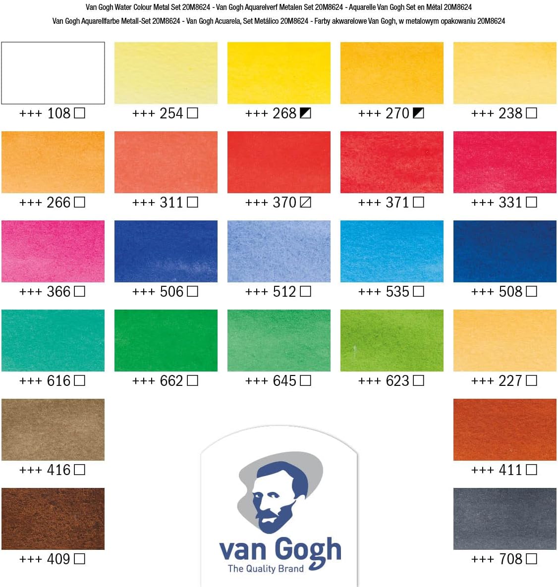 Aquarela Van Gogh em Pastilha - 24 Cores - Estojo Metálico Livraria Skilo